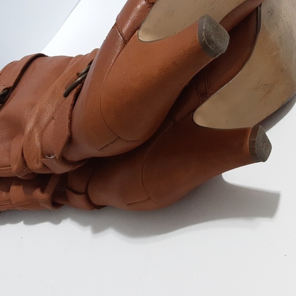 Steve Madden leather mid calf boots women 8M chunky heels brown festival rodeo - Picture 7 of 11